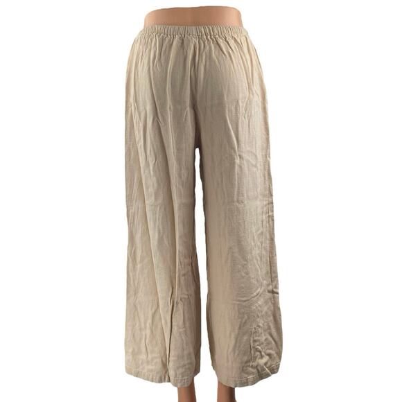 Princess Polly Beige Elastic High Waist Drawstring Wide Leg Trousers Pants Sz 32 - Picture 3 of 5